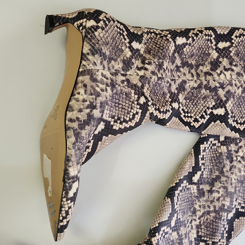 Gianni Bini Over-the-Knee Snakeskin Print Boots - Tan and Black - Picture 4 of 12